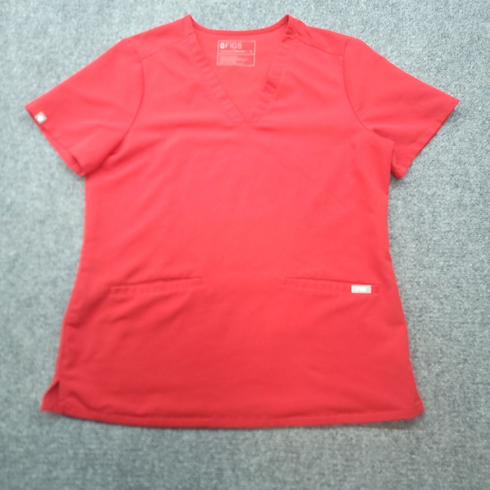 FIGS Casma Scrub Top Red V-Neck Technical Collection FW1100 Women Medium